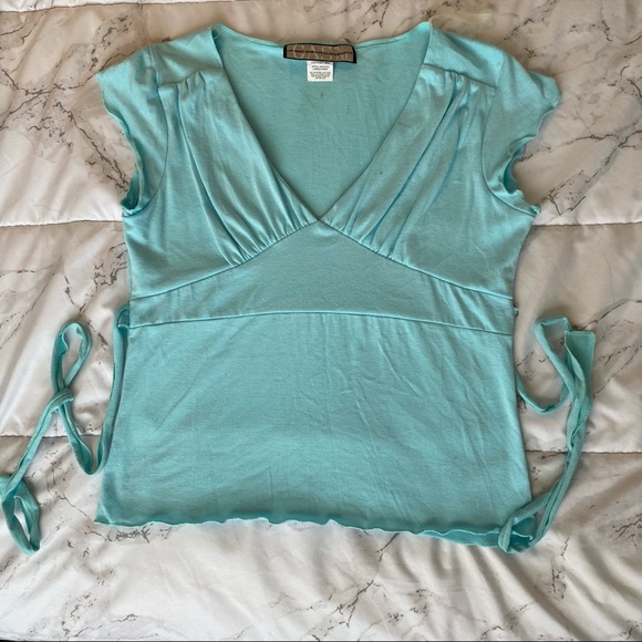 Blue Wrap Crop Top - Picture 2 of 4